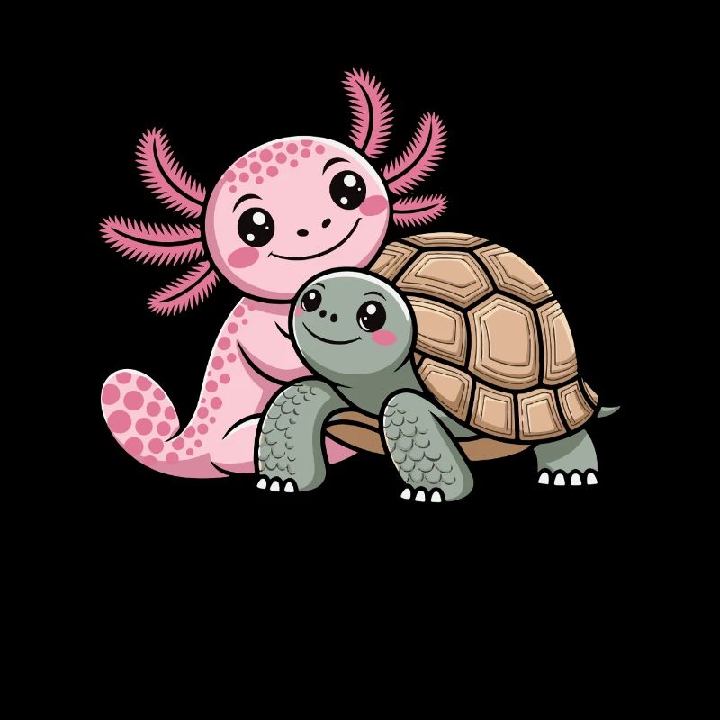 Axolotl hugs his turtle and proves that