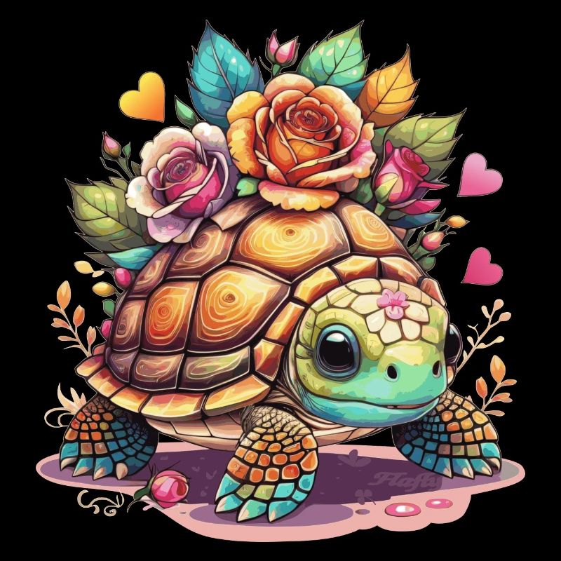 Sweet Turtle among the roses