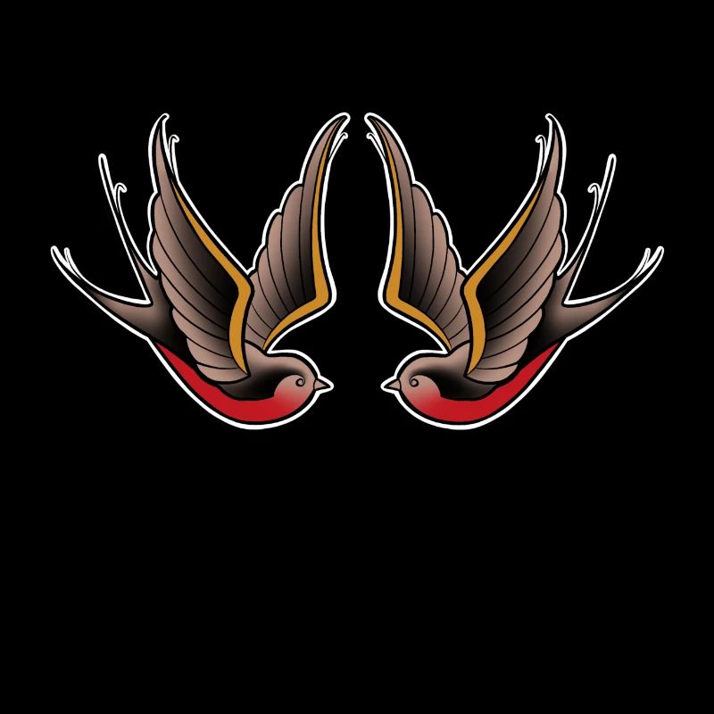 Double oiseau old school style tattoo