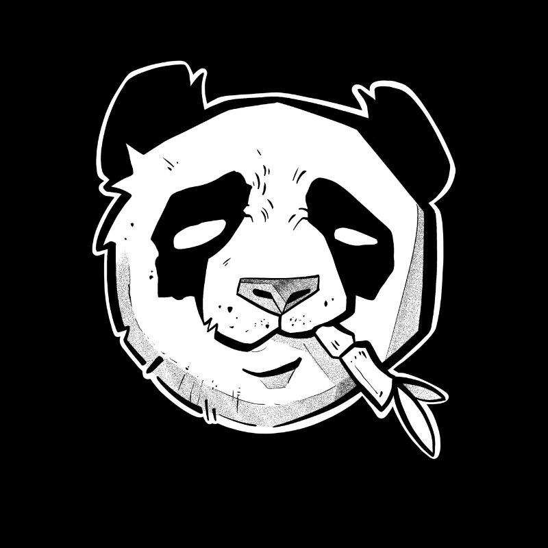 Cute panda head sketchy style and dotwork