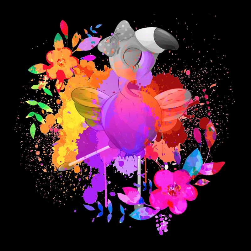 Danse des fleurs Flamant Rose Éclaboussure de Couleurs Art