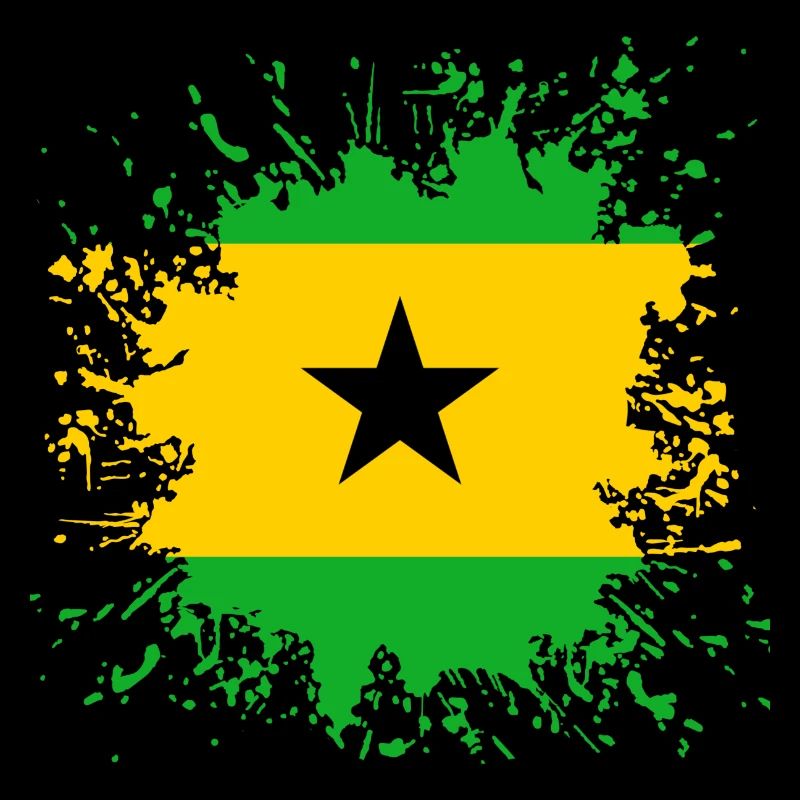 Le drapeau de São Tomé-et-Príncipe éclabousse de peinture