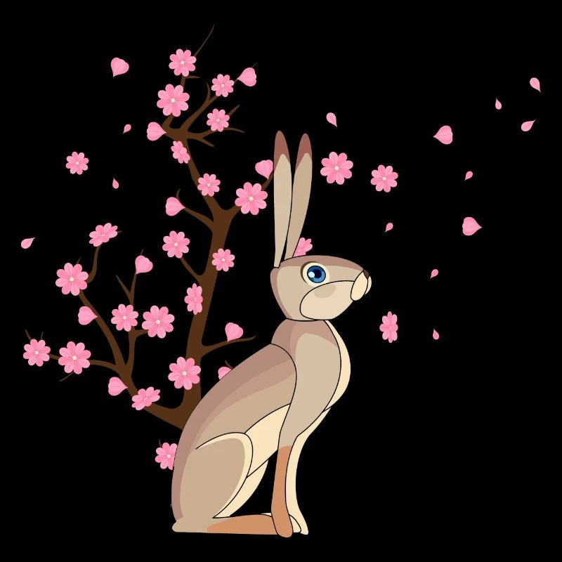 Cherry Blossom Rabbit Japanese Sakura Flower
