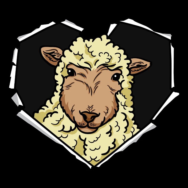 Sheep crack torn hole heart sheep face