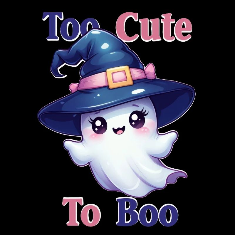 Adorable Ghost in a Witch's Hat – Too Cute to Boo