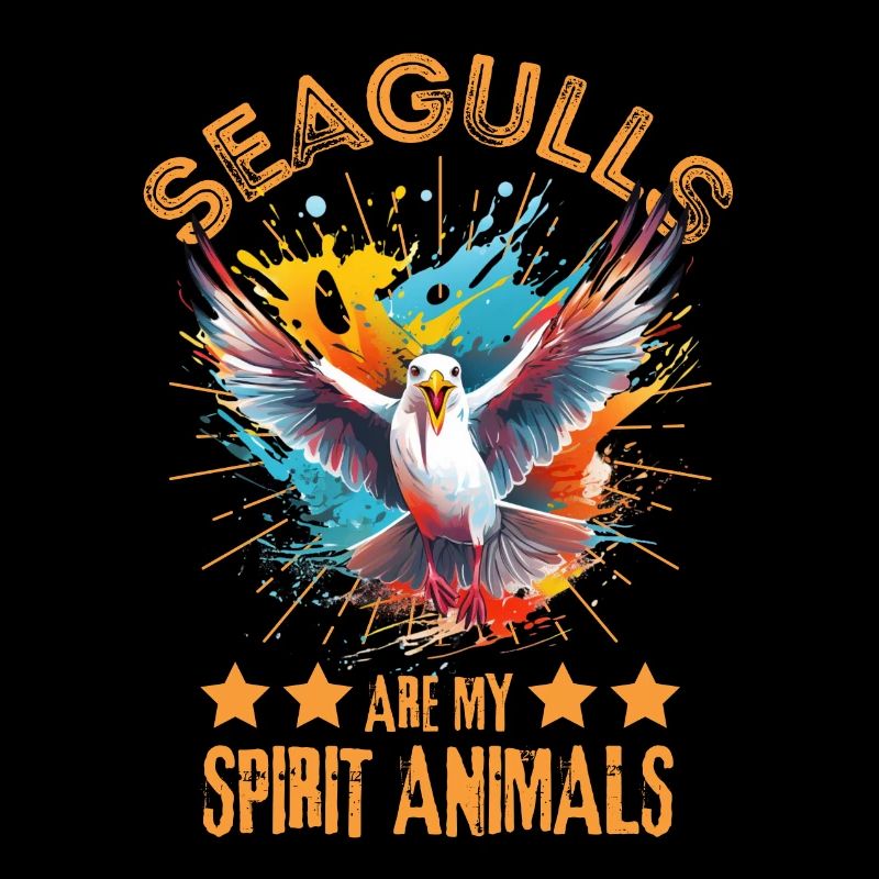 Bunte Möwe Farbkleckse Farbspritzer