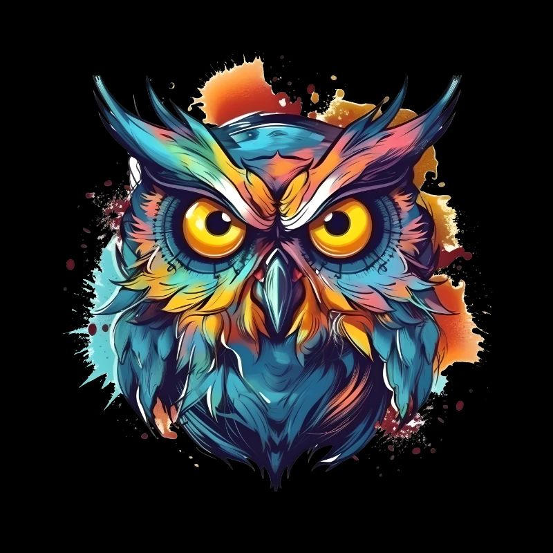 Bunte Eule im Cartoon Style Boho Indie