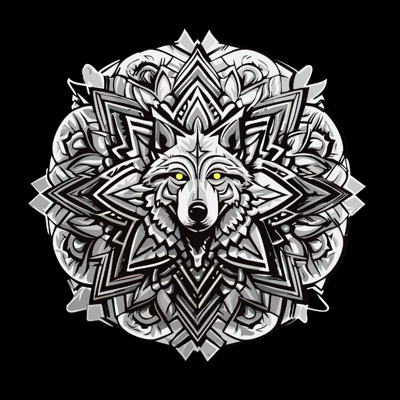 Wolf Mandala Indianer Design