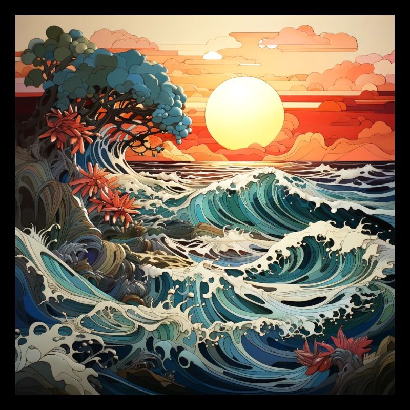 Sunrise on the waves