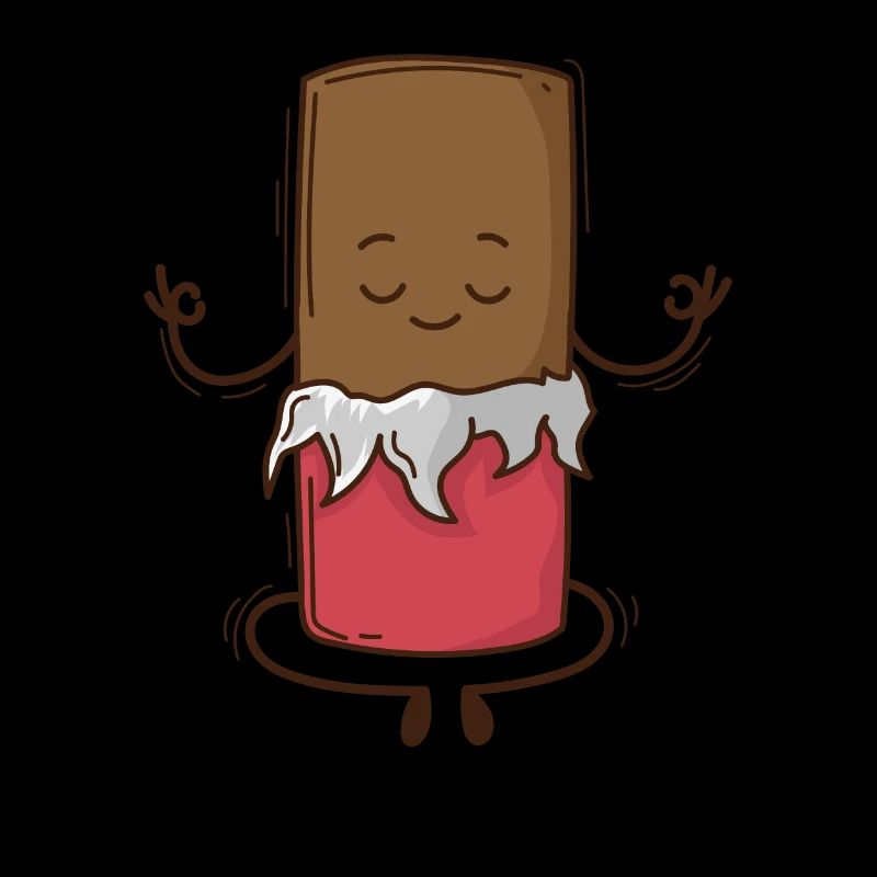 Chocolate meditates cross-legged