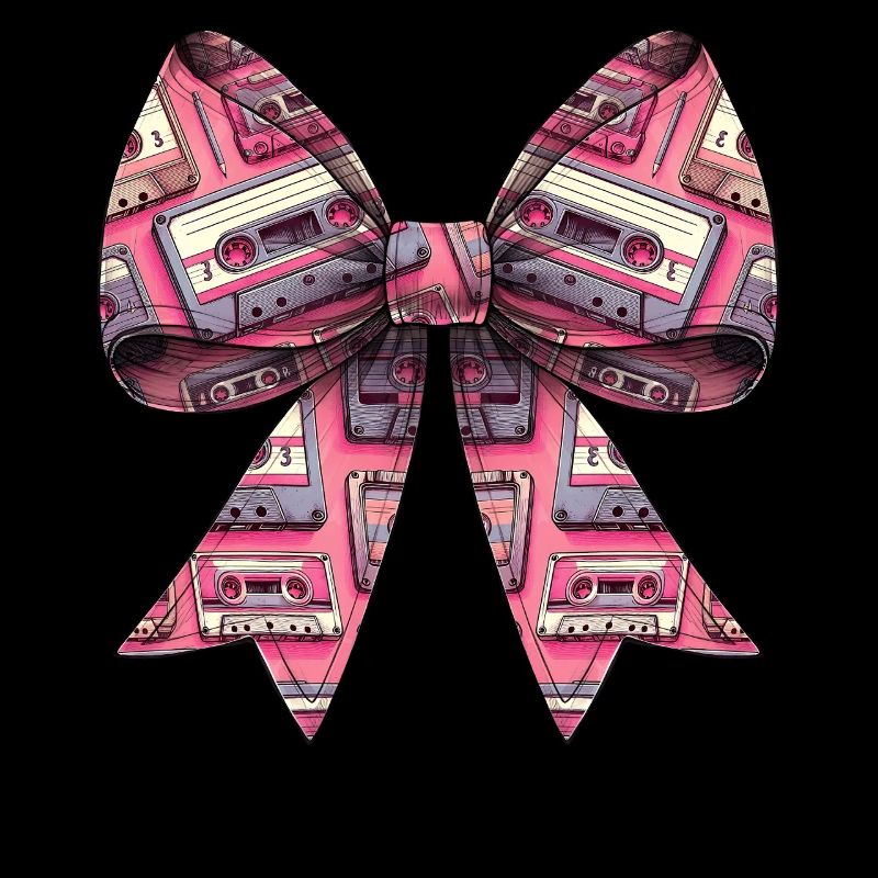 Coquette Bow Cassette Band Pattern 80s Retro