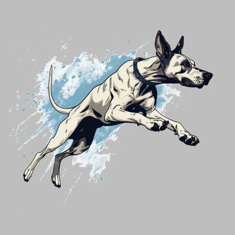 Great-dane Dock-Diving into Water