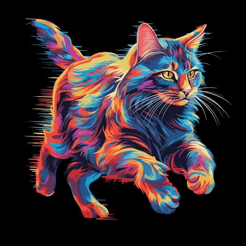 Bunte Maine Coon Katze Neon
