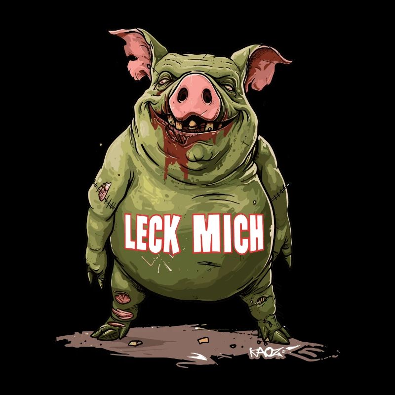 Cochon zombie drôle vert : Lèche-moi
