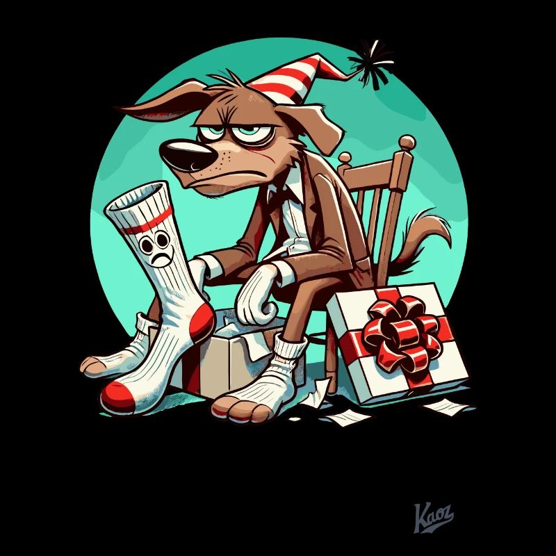 Schlechte-Laune-Hund mit Socken-Geschenk