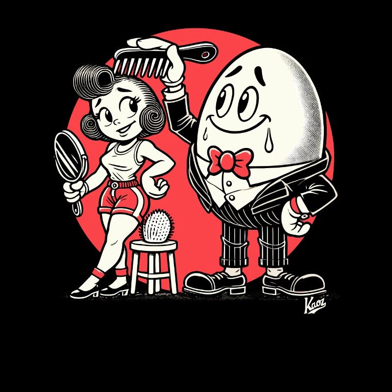 Retro Cartoon Lady und der Eiermann