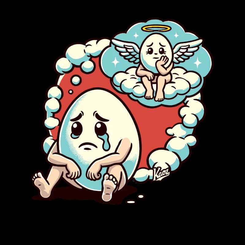Sad egg imagines egg friend in heaven
