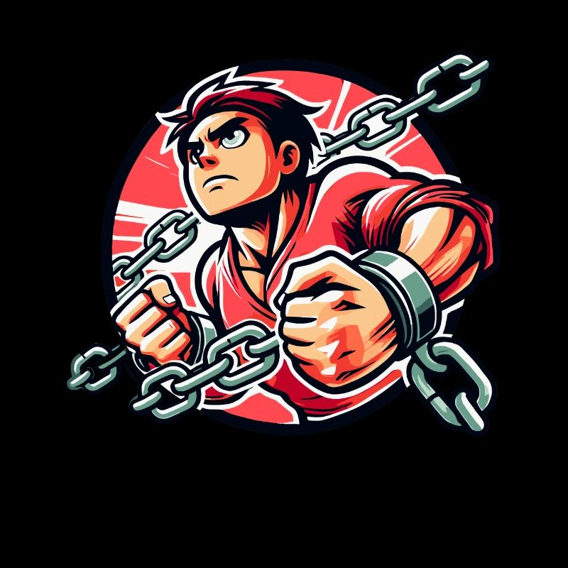 Young man breaking the chains