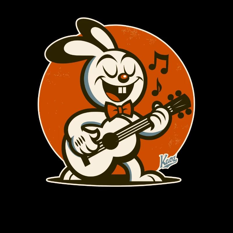 Fröhlicher singender Hase mit Gitarre