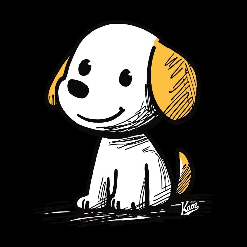 chiot de dessin animé mignon et joyeux
