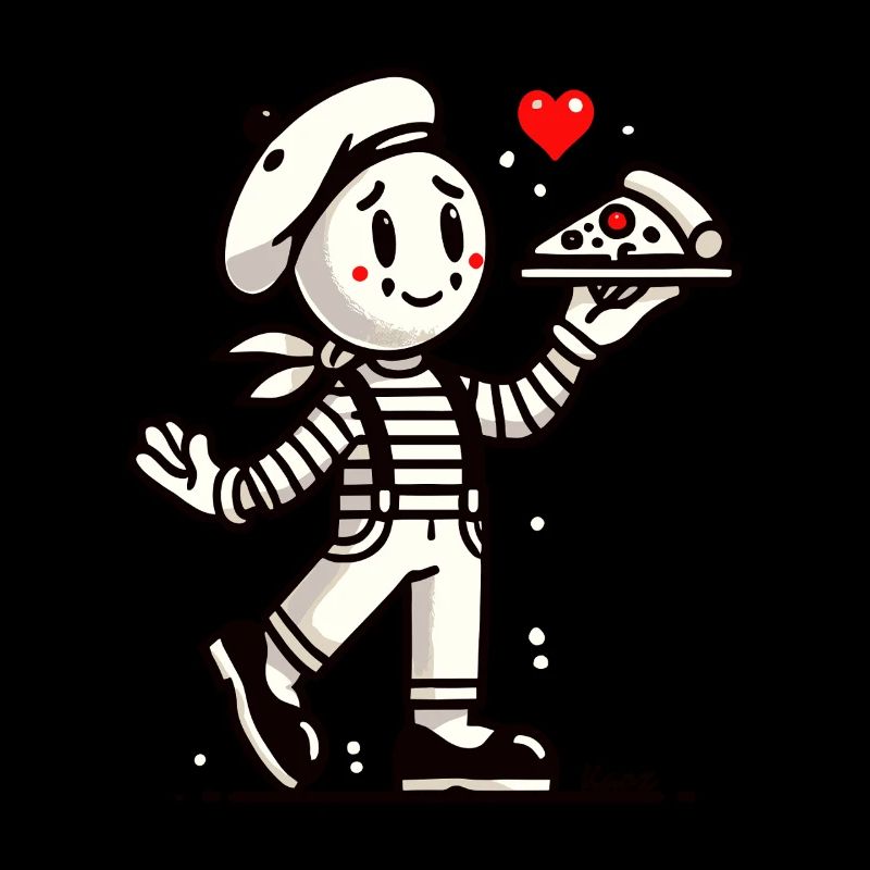 Mime français avec pizza