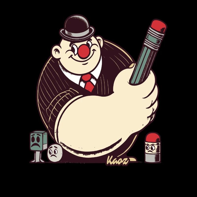Retro-Cartoon-Mann mit großem Stift