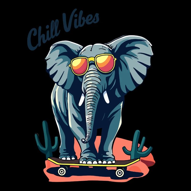 Elephant Skateboard Skater Chill Vibes