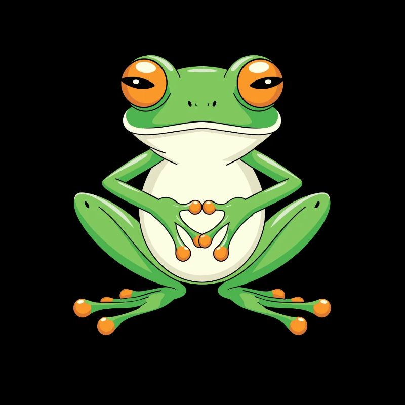 Meditating frog with big eyes