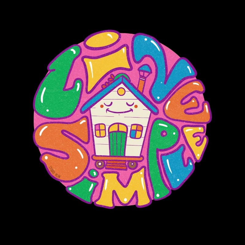 Tiny House Live Simple avec contour violet