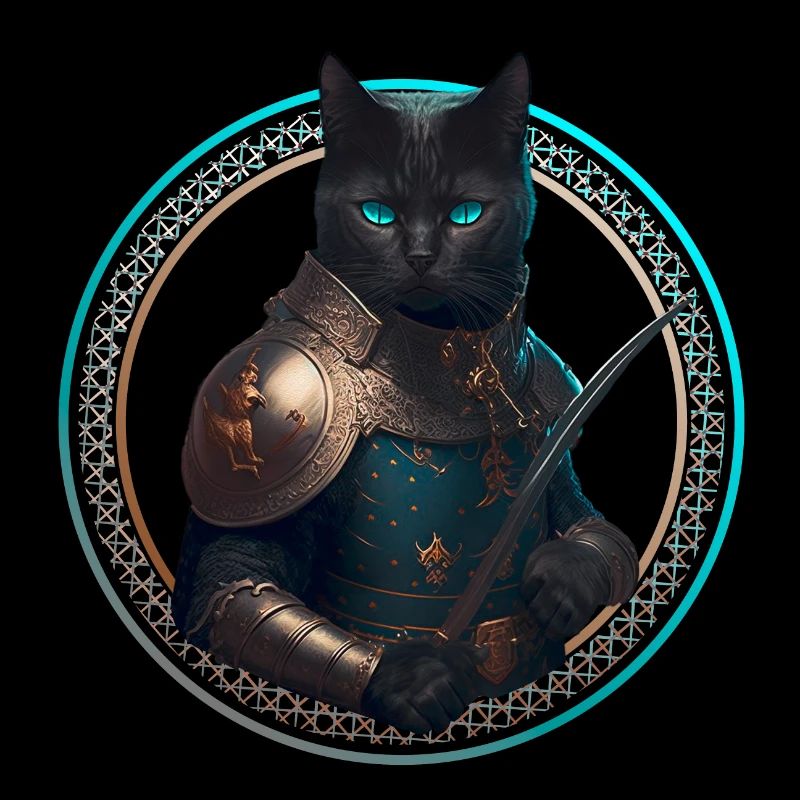 black knight cat with armor and sword