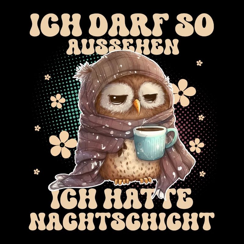 Eule Nachtschicht Müde Kaffee