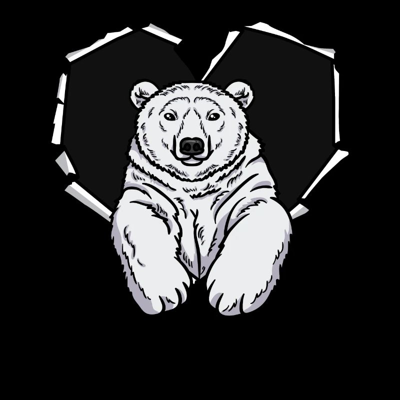 Polar Bear Crack Torn Hole Heart Polar Bear Face