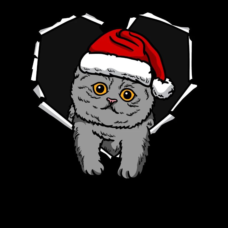 Torn Hole Cracked Cat Christmas Cap