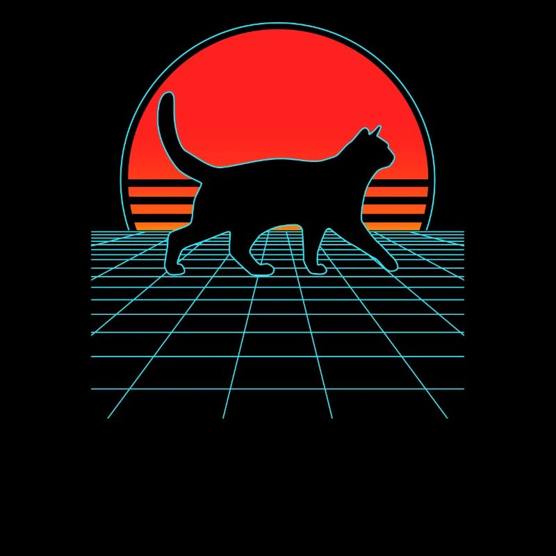 Cat Vaporwave Aesthetics 80s retro