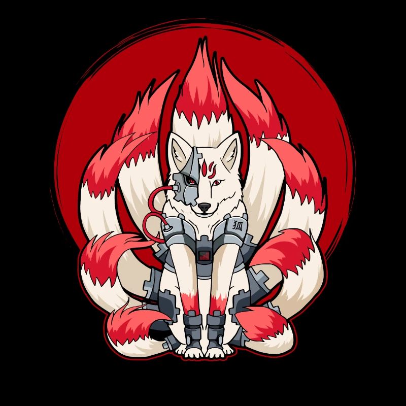 Cyborg Kitsune Nine-tailed Fox Cyber-Aesthetic