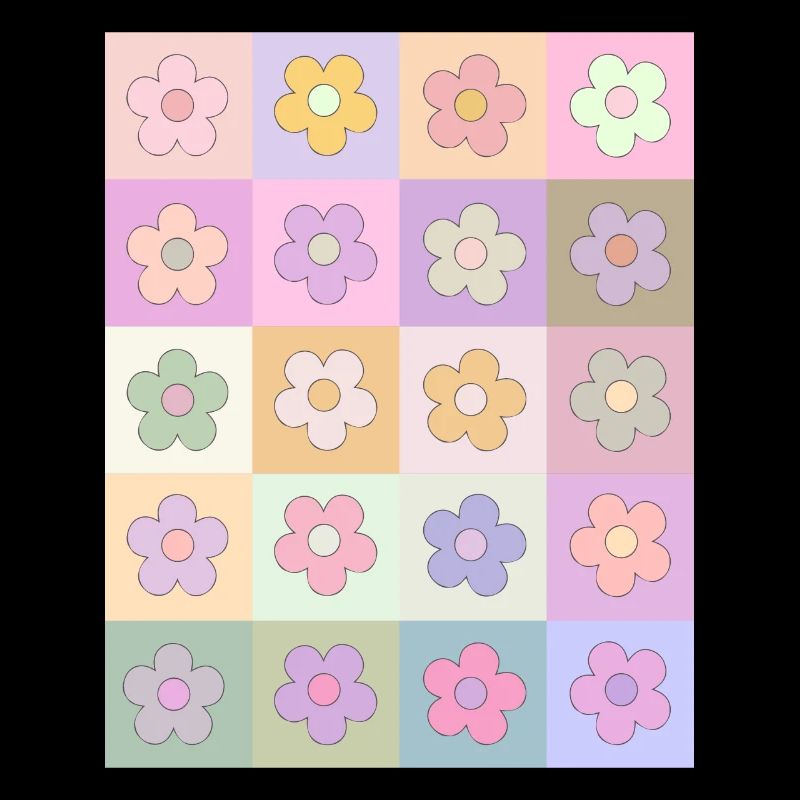 Danish Pastel Aesthetic Retro Flower Pattern