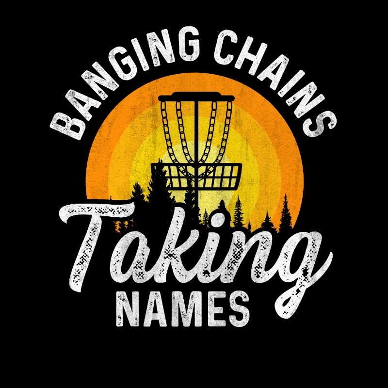 Retro Sunset Banging Chains Taking Names Disc Golf