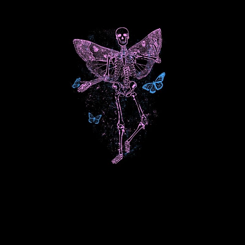 Fairycore Squelette bleu Papillon mignon grunge