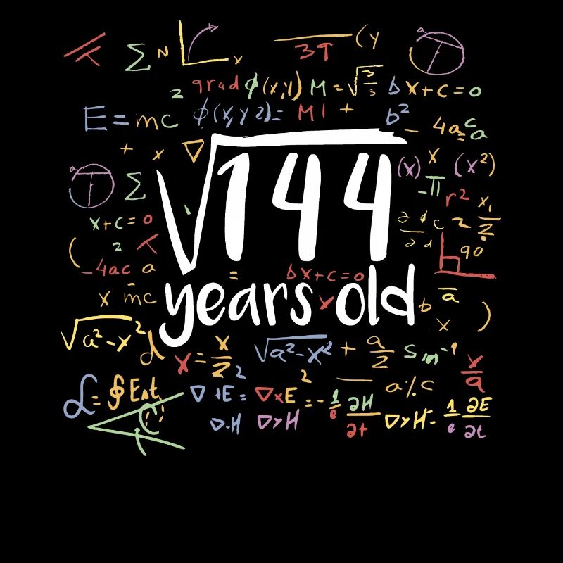 Square Root of 144 Math Nerd 12th Birthday