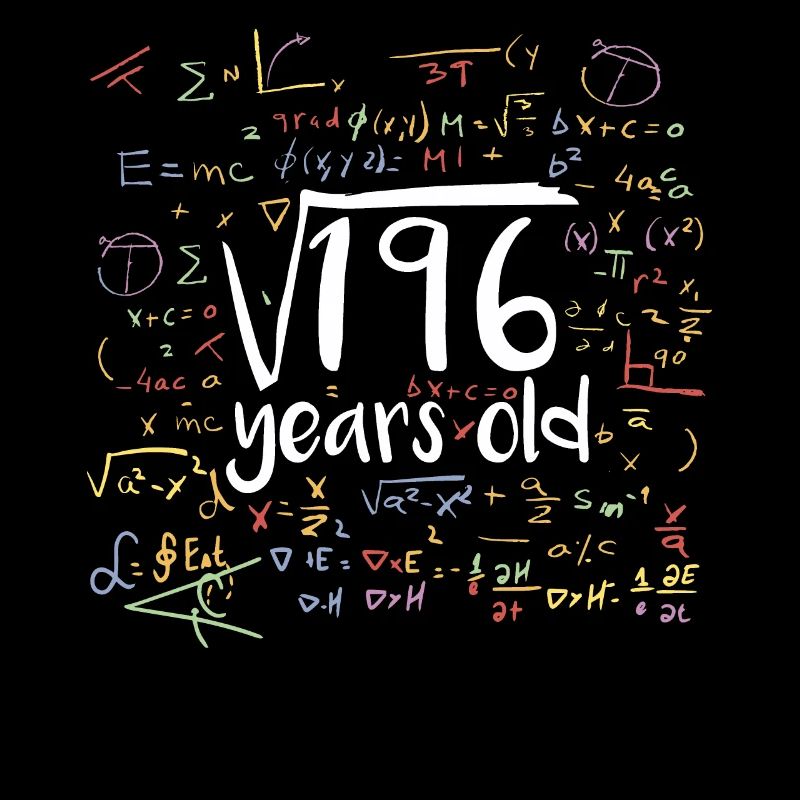 Square Root of 196 Math Nerd 13th Birthday