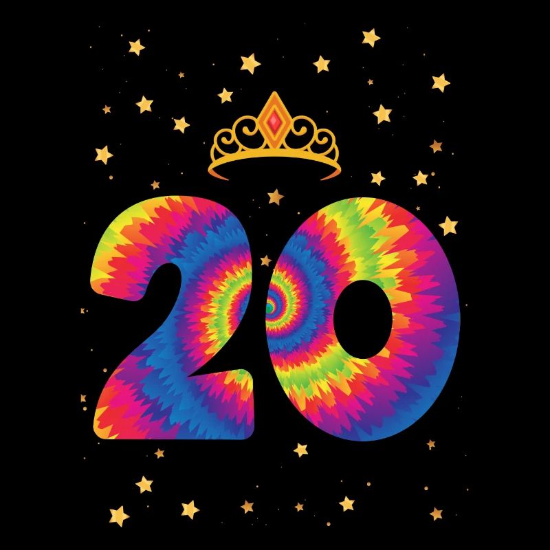 20. Geburtstag Krone | Tie Dye Themed Geburtstag