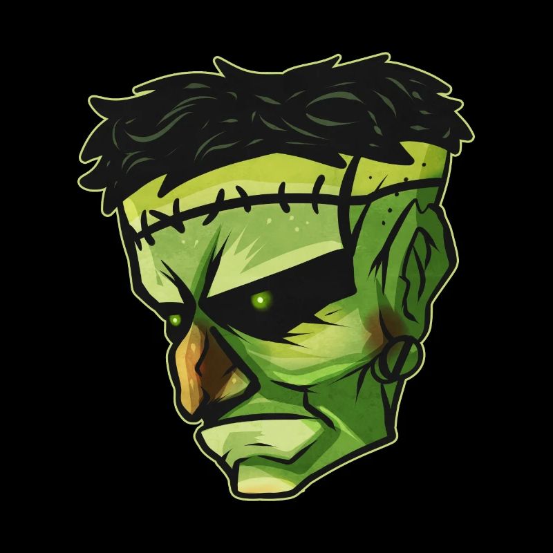 Evil Green Monster Face With Scars Costume For