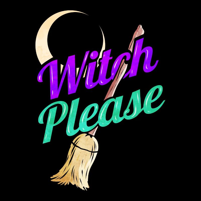 Moon And Broom Witch Please Halloween