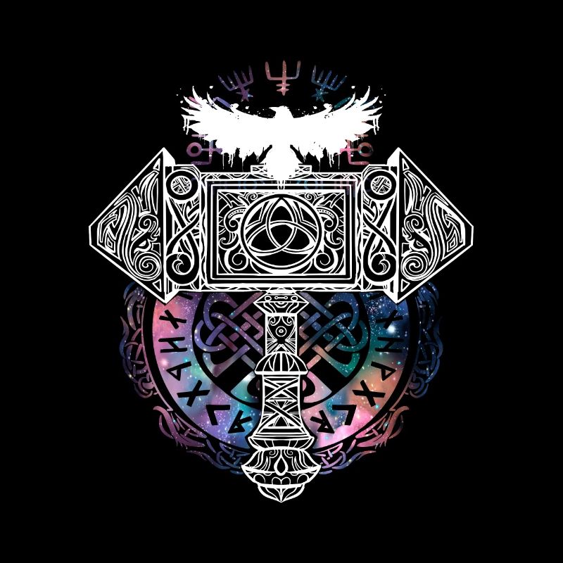Thor Hammer Raven Mjölnir Rune Viking Galaxy