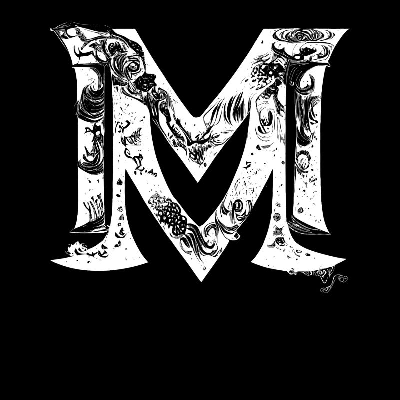 Buchstabe M Monogramm Hand gezeichnet Typografie G
