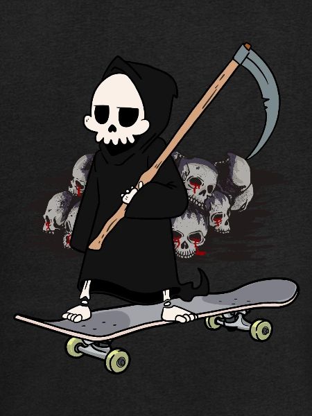 Skateboard Grim Reaper Closing Time End Horror Death