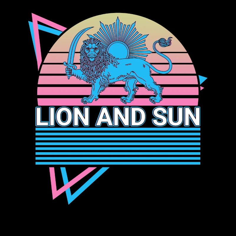 Lion et Soleil Drapeau Perse Rétro
