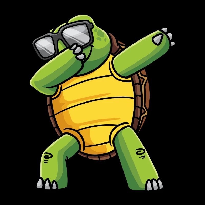 Dab sea turtle with sunglasses