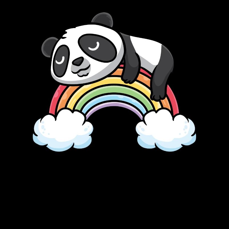 Panda With Rainbow Sleep Sleep Napping