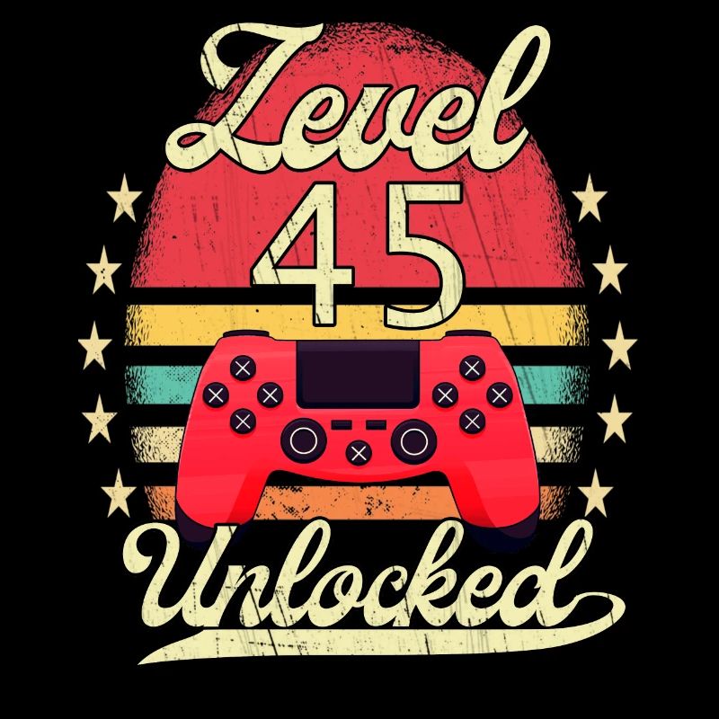 Level 45 Unlocked Männer Gamer Geburtstag Level